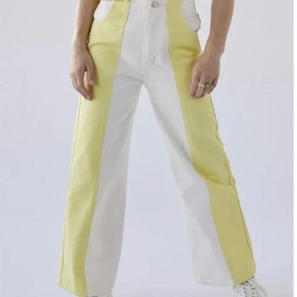 Urban Outfitters High Rise Jeans in Yellow and White